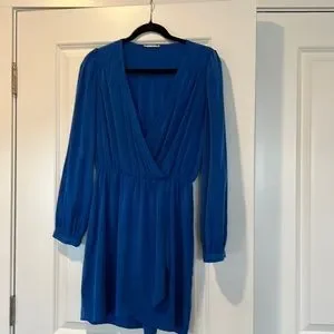 long sleeve low cut mini dress Short Ruffle Long Sleeve Mini Dress